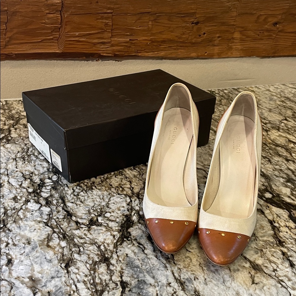 Gucci Cream and Brown Heels